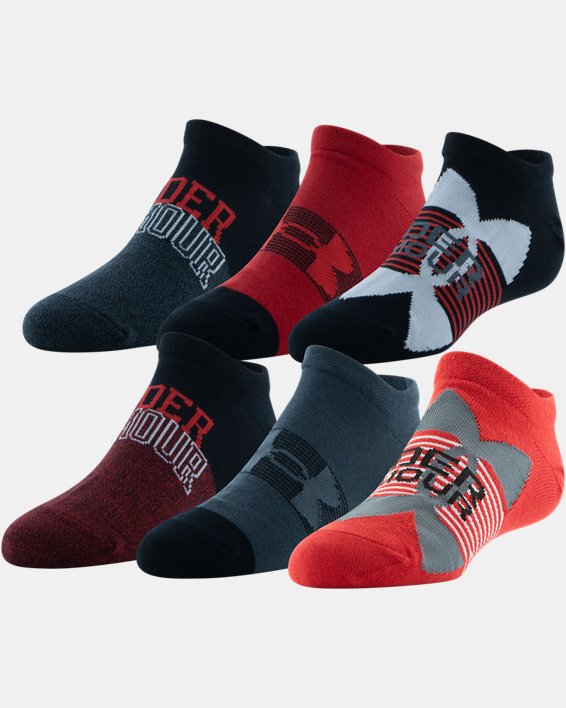 Boys' UA Essential Lite No-Show Socks 6-Pack, Red, pdpMainDesktop image number 0